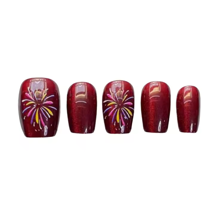 Francés cuadrado con borde liso, uñas de color rojo para uñas, decoración de bricolaje - 1