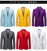 Blazer de Negocios Delgado para Hombres Colores de Caramelo Traje de Forma Casual para Oficina y Club Social - details 4
