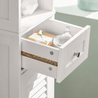 Armario para baño Alto Mueble Columna de Baño Estanterías de Baño con 2 Puertas y 1 Cajón Blanco - details 7