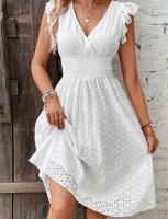 Nuevo vestido elegante con manga de hoja de loto de verano europeo y americano - details 1