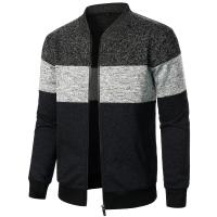 Otoño Invierno hombres Casual Patchwork con cremallera de manga larga de punto Cardigan suéter abrigos. - details 0