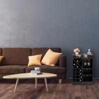 relaxdays Botellero Grande para 22 Botellas Vino, Mueble Bar, De Pie, Tablero Aglomerado, 1 Ud, 96x63x35 cm, Negro, Fibras - details 1