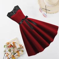 Vestido de Navidad rojo de encaje para mujer, ropa de manga corta Swing, disfraces de Navidad, vestidos de fiesta, bata Vintage, 2024 - details 10