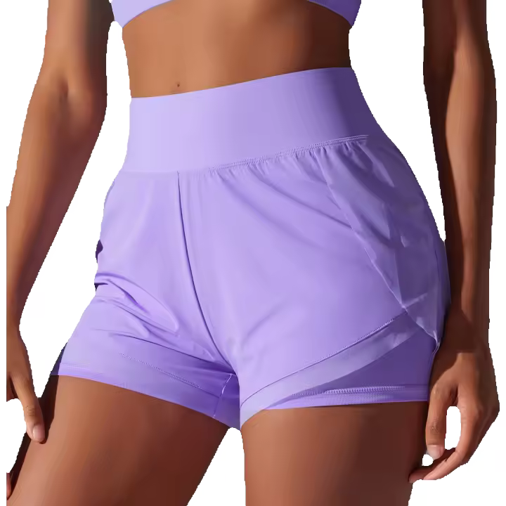 Pantalones cortos cómodos de malla transparente para yoga para mujer, cansados, transpirables, de secado rápido, para gimnasio - 1