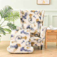 Funda para silla con respaldo alto y estampado elástico, funda para sillón con ala de un solo asiento, forma de 2 piezas - details 19