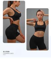 Conjunto de 2 uds de Yoga para mujer, sujetador con espalda hueca + pantalones cortos deportivos para levantamiento de cadera, conjunto de gimnasio sin costuras, ropa deportiva, chándal - details 33