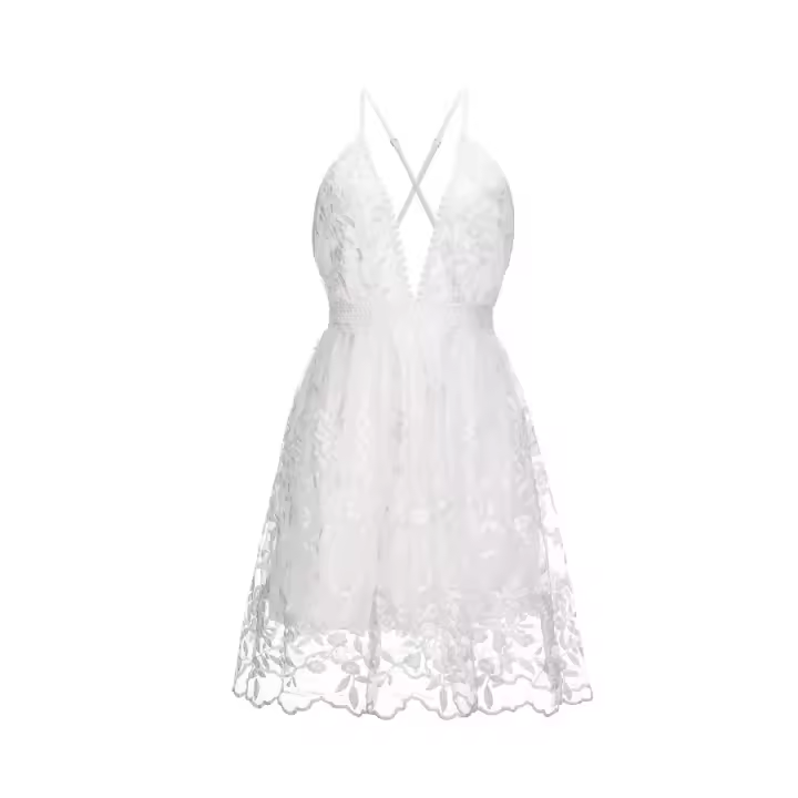 Vestido de encaje para mujer Vestido sin espalda con cuello en V - 1