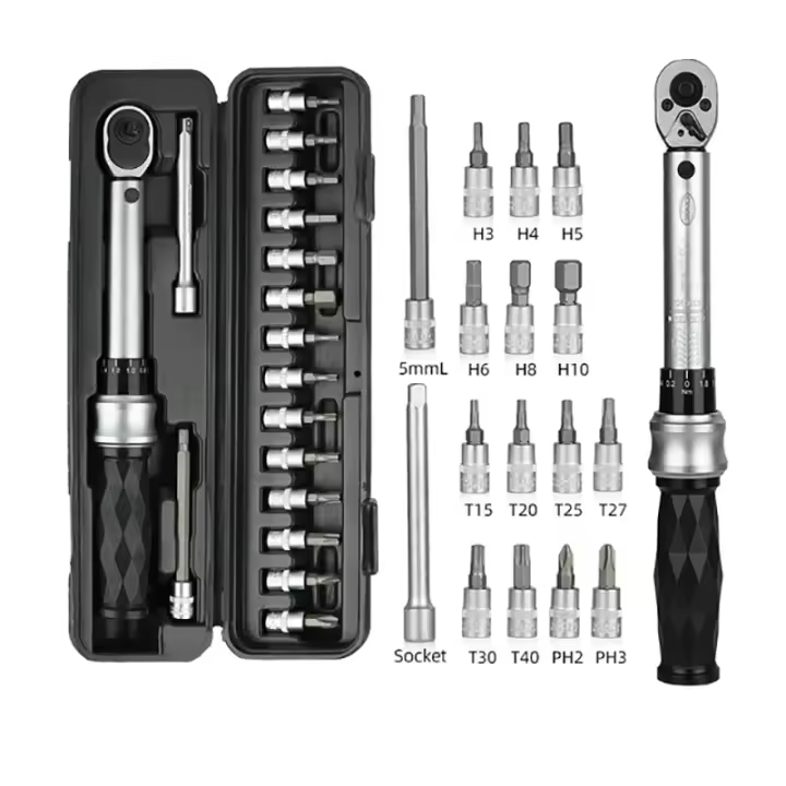 CXWXC-Juego de llaves de torsión para bicicleta, herramientas manuales de reparación de bicicletas, llave de trinquete bidireccional, aleación de 1/4 pulgadas, 1-25nm - 1