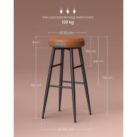 Juego de 2 Taburetes de Bar Taburetes de Cocina, Taburetes de Desayuno, Cuero Sintético con Costuras 76,2 cm de Alto, Silla Comedor, Fácil Montaje, Negro - details 40