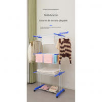Colgador Vertical con ruedas, Percha de tres capas, Percha plegable, Percha extraíble - details 0