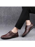 Zapatos de Cuero para Hombre Primavera-Verano 2025 Transpirables, de Primera Capa, de Piel de Vaca, Suaves, Informales, con Agujeros, para Negocios de Mediana Edad - details 2