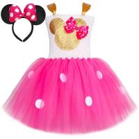 Vestido Tutú Minnie Cosplay Niñas, Fiesta de Cumpleaños, Vestido de Princesa, Cosplay, Navidad, Halloween, Disfraz de Ratón para Niños, Tela - details 1