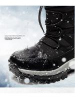 Botas de nieve impermeables para mujer, botines de piel cálida, con plataforma, color negro, a la moda, Invierno - details 10