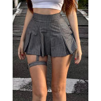 BUNO-pantalones cortos de cintura alta para mujer, faldas plisadas, Bermudas a rayas, Mini pantalones cortos informales - details 5