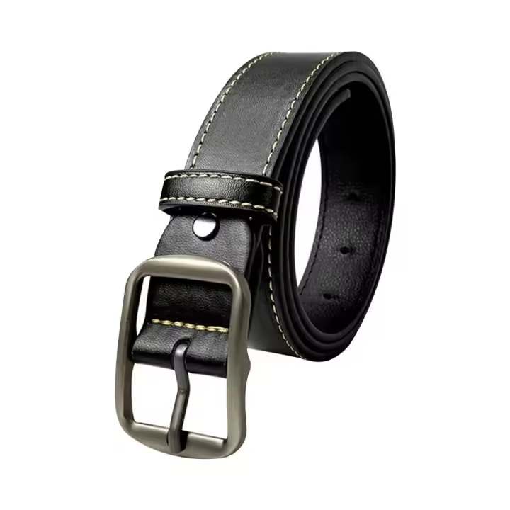 Cinturón de cuero con hebilla de Pin para hombre, correa de cintura delgada, cinturones de vestir para pantalones, decoración de cintura versátil, diseño de lujo, marca - 1