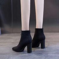 Zapatos cortos puntiagudos para actrices, calcetines elegantes de tacón medio, mujeres negras, botines cómodos para mujer - details 2