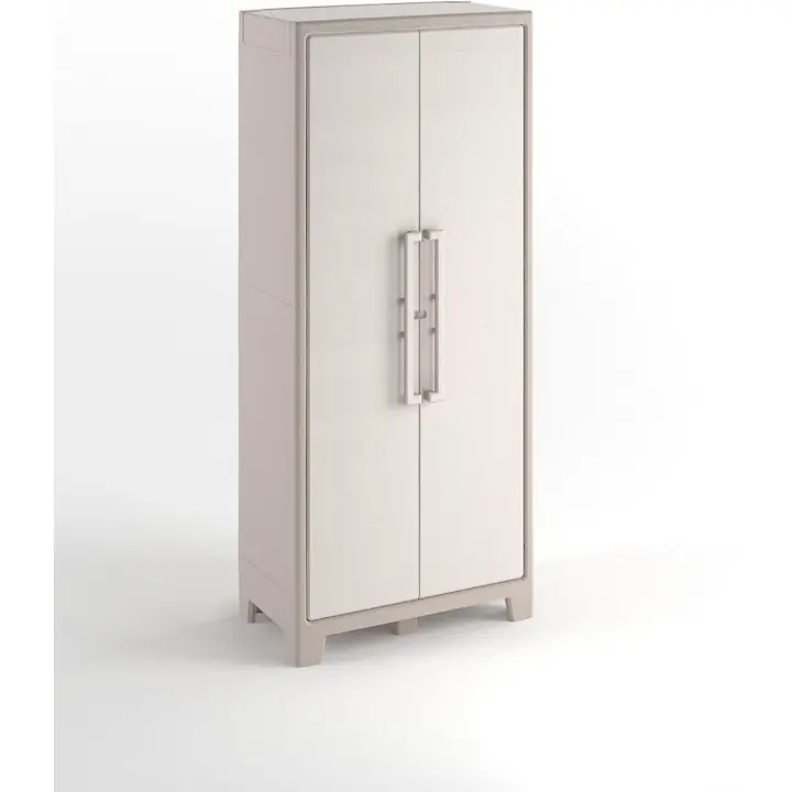 Gulliver Alto | Almacenaje Interior y Exterior | Resina | Estanco al Agua con 2 Puertas y 4 Estantes de Altura Regulable | Color Beige/Arena | 80 x 44 x 182 cm - 1