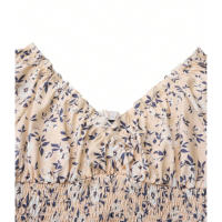 Nuevo vestido francés con mangas de burbujas florales para mujer - details 4