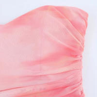 TRAFZA, vestidos estampados de estilo playero de verano para mujer, sin tirantes, sin mangas, plisado con cremallera, vestido Midi de tul con dobladillo dividido y espalda descubierta - details 4