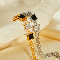 Pulsera delicada de acero inoxidable estilo INS para mujer – Joyería minimalista de acero de titanio con circonita brillante - details 9