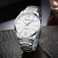 Reloj de cuarzo de negocios de moda simple de acero inoxidable negro dorado Sier de lujo premium CURREN 8434 para hombre - details 14