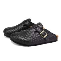 Nuevas zapatillas de corcho gruesas de alta calidad para mujer 36-45, sandalias de cuero tejidas con diseño de moda con hebilla de gran tamaño para hombres, baratas de fábrica - details 5