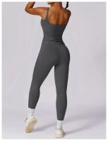 Conjunto de Yoga de 2 Piezas para Mujer Pantalones de Alta Cintura con Talle en la Articulación y Sujetador Cortado para Gimnasio Ropa de Entrenamiento de Primavera/Verano Material Exterior de Nylon - details 19