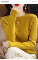 100% suéter de punto de lana Merino Otoño/Invierno 2024 nuevo jersey de cuello redondo para mujer Top hueco 11 colores abrigo versátil NJR1107 - details 22