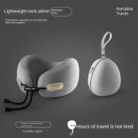 Almohada de viaje ergonómica en forma de U, cojín de cuello con soporte para la cabeza de rebote lento con bolsa de almacenamiento, cojín plegable para el hogar - details 4