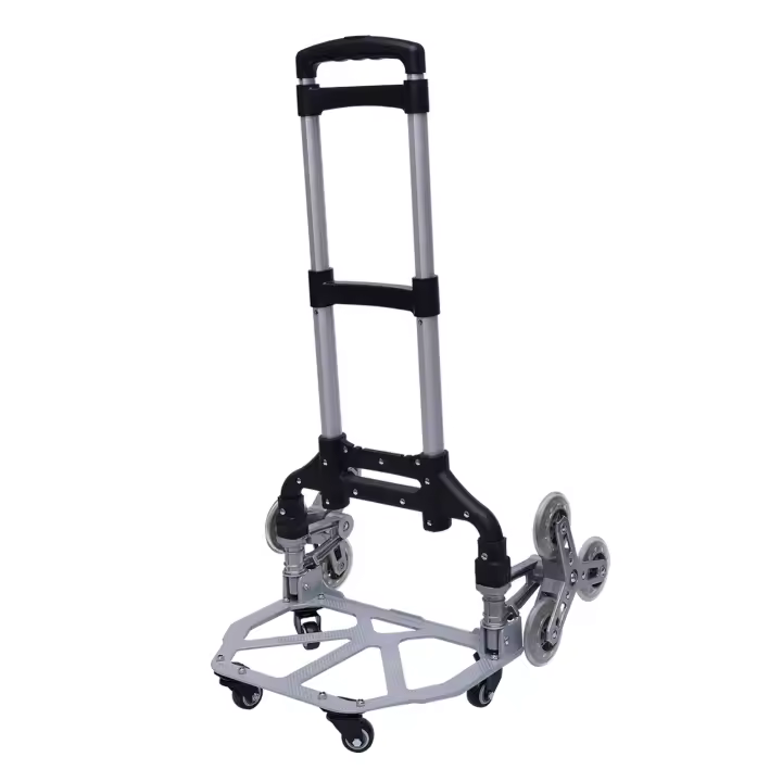 Escalador de escaleras para camión, carro plegable negro, altura ajustable con cuerda elástica y 10 ruedas, bolsa impermeable extraíble - 1