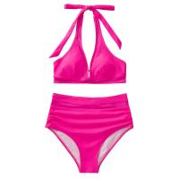 Conjunto de Bikini de Cintura Alta Traje de Baño Negro Ajustable para Mujeres Control de Barriga - details 8