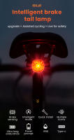 Luz trasera de freno inteligente para bicicleta, resistente al agua IP66, 6 modos de luz, lámpara trasera de alto brillo para poste de asiento/sillín/bolsa - details 0