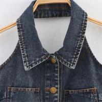 Chaleco Corto de Denim sin Mangas y espalda descubierta Top de Verano para Mujeres con Decoración de Bolsillo - details 12