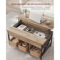 Mesa de Central con Tablero Elevable Estilo Rústico Marrón y Negro Ideal para Dormitorio con Espacio Abierto y Oculto Forma de X - details 20