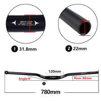 Manillar de Bicicleta de Aleación de Aluminio MTB Elevador de Manillar para Ciclismo de Montaña y Carretera 31.8mm x 720mm 780mm - details 1