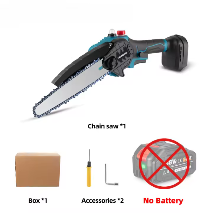 NEWBENY-sierra eléctrica sin escobillas de 1500W, motosierra de madera de mano inalámbrica de 8 pulgadas, herramienta eléctrica de corte de jardín para Pin de batería Makita - 1