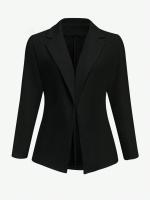 Traje de solapa de color liso Chaqueta de moda ajustada versátil de manga larga Top - details 2