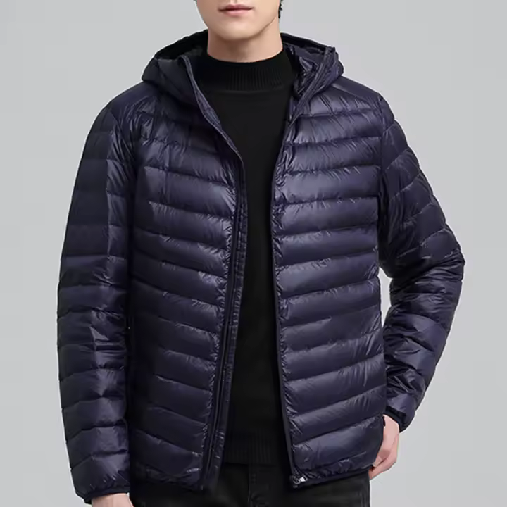 Chaqueta ligera con capucha para hombre, abrigo informal con relleno de plumón de pato blanco, a la moda, invierno, 2024, novedad de 90% - 1