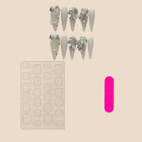 Uñas Postizas De Press on Hechas a Mano Con Diseño De Rhinestone Brillante Uñas Falsas Stiletto De Acrílico Con Cristales Y Perlas Longas Para El Escritorio - details 0