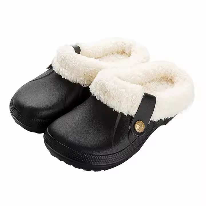 Zuecos clásicos forrados de piel para hombre y mujer, zapatos de jardín impermeables, zapatillas peludas de Casa cálidas para interiores y exteriores, Invierno - 1