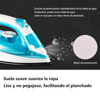 Portátil 1100W-1300W Plancha de Vapor de Cerámica Antideslizante Funciones de Pulverización y Chorro de Vapor Potentes Ideal para Ropa Fina, Transporte de Viaje - details 5