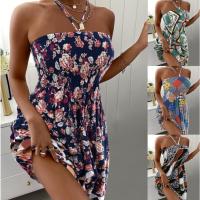 Vestido De Encaje Con Estampado Floral Para Mujer Cuello Haltera Estilo Vacacional Ajustable Talla Para Primavera Y Verano Ropa De Mujer - details 0