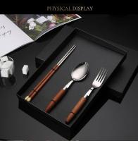 Cuchillo de Carne de Acero Inoxidable Tenedor, Cuchara, Palillos, Mango de Madera Bueno, Vajilla de Regalo, Platos de Cocina, Juegos Completos - details 7