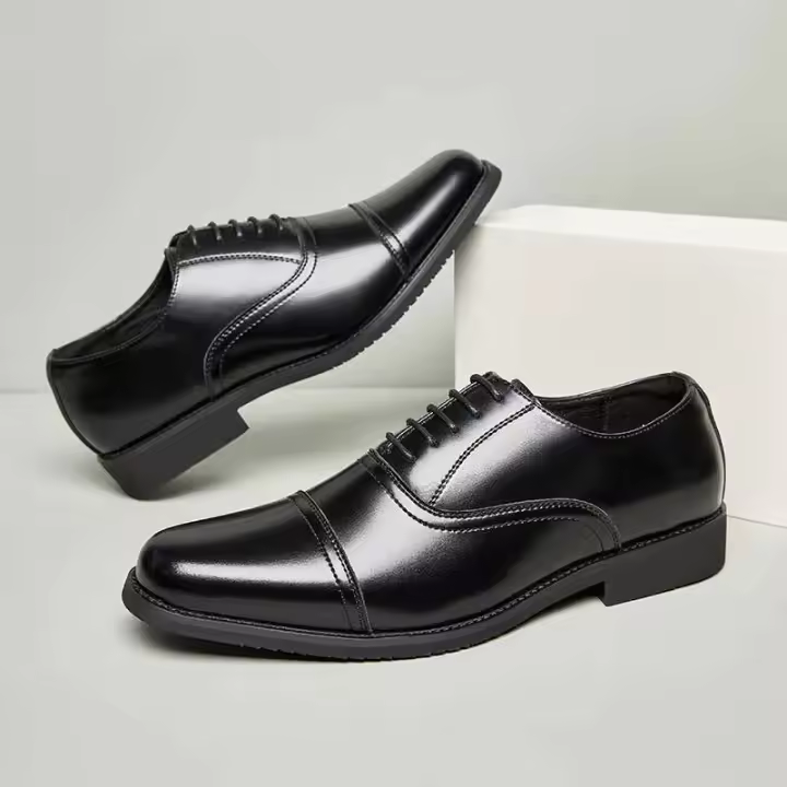 Oxford de negocios de estilo italiano de charol OEM para hombres, cómodos zapatos de boda de otoño con cordones - 1