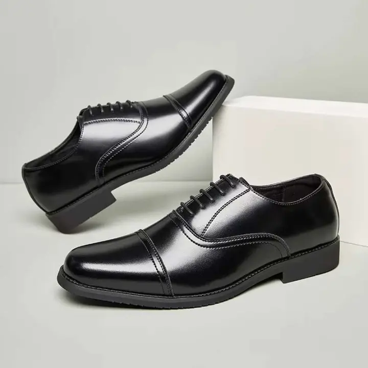 Oxford de negocios de estilo italiano de charol OEM para hombres, cómodos zapatos de boda de otoño con cordones - 1