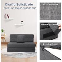 70 x 190 cm Sillón Cama Plegable, Sofá Cama Plegable con Espuma de Memoria y Almohada, Colchón de Suelo para Yoga, Oficina, Salón, Futon Sofá Cama Portada Lavable Unos, Gris Claro - details 74