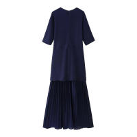 Vestido Elegante de Plechos BUNO Moda en Punto Cálido con Cuello Redondo y Mangas Cortas - details 11