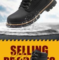 Botas altas para hombre, zapatos de seguridad de cuero para trabajo con punta de acero y antiperforación, zapatos impermeables - details 19