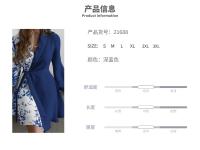 Vestido de manga larga con temperamento para mujer, nuevo estilo 2025, con cuello de viajero y corbata, color bloqueado de una pieza - details 0