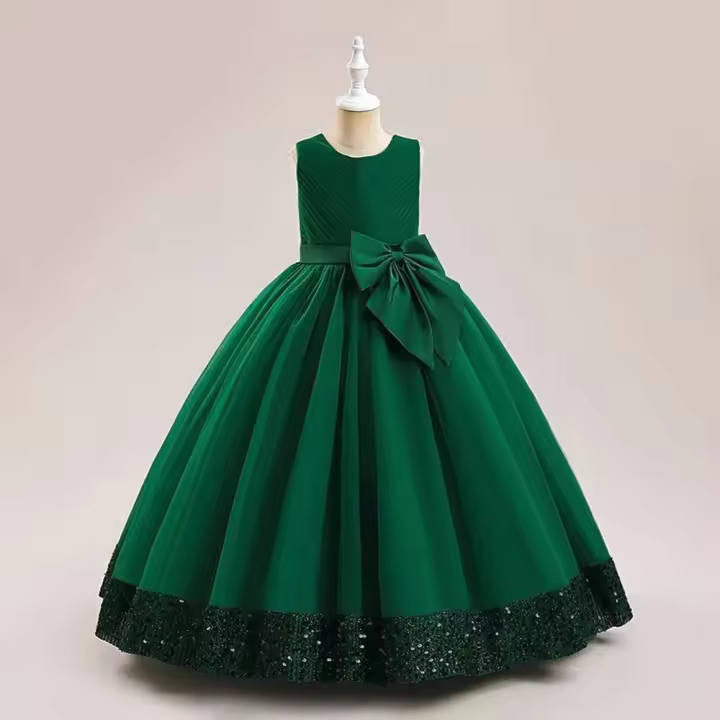 Elegante Vestido de Princesa con Lentejuelas de Esponja Vestido de Fiesta para Niñas en Rosa para Bodas y Graduaciones - 1